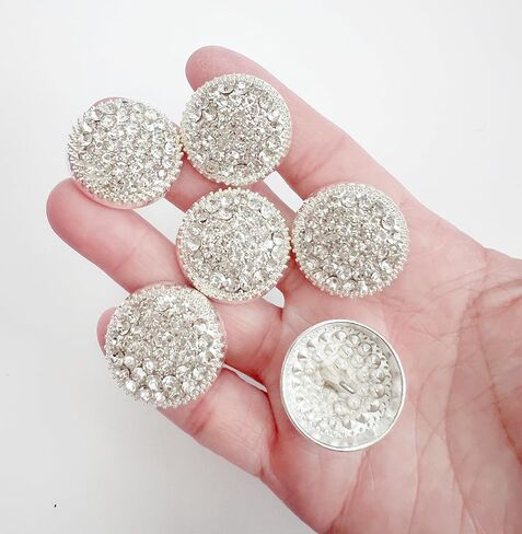 PEPPERLONELY 6PC Silver Gold Rhinestone Metal Buttons for Clothing Jeans Crafts Blazer Pants Jackets Sewing Jewelry Making (Gold, 23mm) in Kuwait
