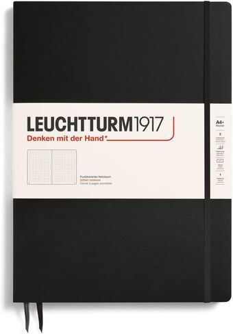 Leuchtturm1917 - دفتر Notebook Master Slim A4+ - 123 صفحة مرقمة للكتابة والمجلة (أسود ، منقط) in Kuwait