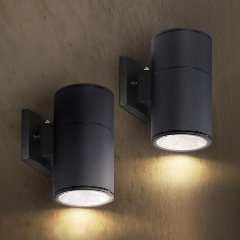 ASD LED 2-Way Round Cylinder Wall Light Fixture | 30W 900LM RGB-2700K-6500K 120V | Smart, Multicolor, Waterproof, ETL Listed | Exterior Patio Up-Down Lighting Sconce, Outdoor Lamp | Black, 2 Pack in Saudi Arabia