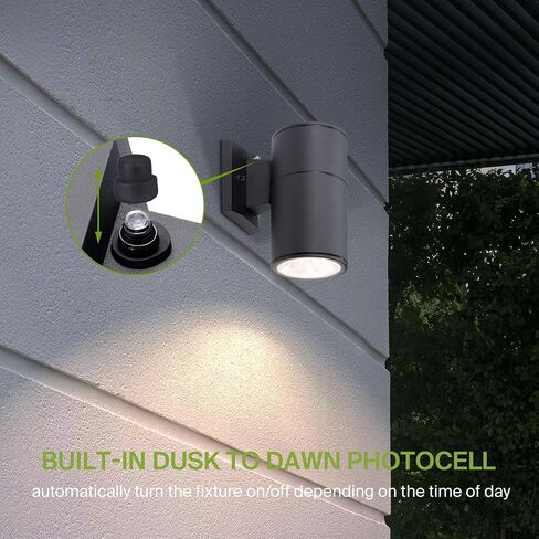 ASD LED 2-Way Round Cylinder Wall Light Fixture | 30W 900LM RGB-2700K-6500K 120V | Smart, Multicolor, Waterproof, ETL Listed | Exterior Patio Up-Down Lighting Sconce, Outdoor Lamp | Black, 2 Pack in Saudi Arabia