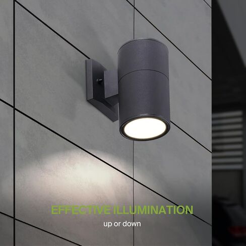 ASD LED 2-Way Round Cylinder Wall Light Fixture | 30W 900LM RGB-2700K-6500K 120V | Smart, Multicolor, Waterproof, ETL Listed | Exterior Patio Up-Down Lighting Sconce, Outdoor Lamp | Black, 2 Pack in Saudi Arabia