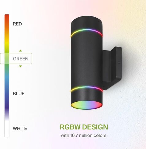 ASD LED 2-Way Round Cylinder Wall Light Fixture | 30W 900LM RGB-2700K-6500K 120V | Smart, Multicolor, Waterproof, ETL Listed | Exterior Patio Up-Down Lighting Sconce, Outdoor Lamp | Black, 2 Pack in Saudi Arabia