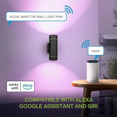 ASD LED 2-Way Round Cylinder Wall Light Fixture | 30W 900LM RGB-2700K-6500K 120V | Smart, Multicolor, Waterproof, ETL Listed | Exterior Patio Up-Down Lighting Sconce, Outdoor Lamp | Black, 2 Pack in Saudi Arabia