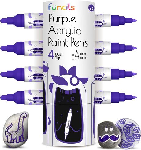 4 Dual Tip Orange Paint Pen Metallic - Fine Tip & Medium Acrylic Paint Markers - Orange Marker for Metal, Wood, Rock Painting, Canvas, Ceramic, Glass, Fabric, Leaf and Plastic - Water-based Ink in Kuwait