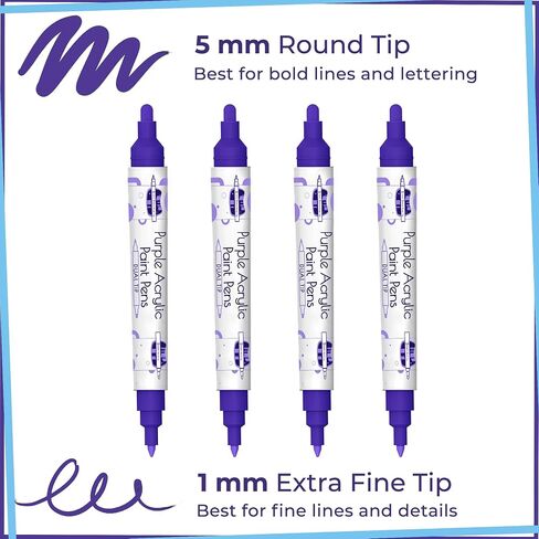 4 Dual Tip Orange Paint Pen Metallic - Fine Tip & Medium Acrylic Paint Markers - Orange Marker for Metal, Wood, Rock Painting, Canvas, Ceramic, Glass, Fabric, Leaf and Plastic - Water-based Ink in Kuwait