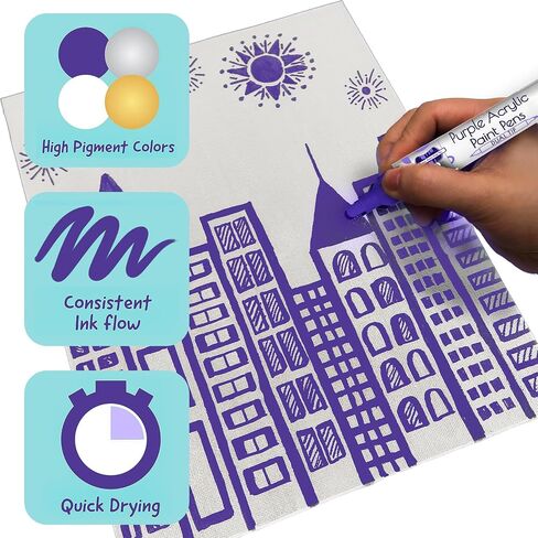 4 Dual Tip Orange Paint Pen Metallic - Fine Tip & Medium Acrylic Paint Markers - Orange Marker for Metal, Wood, Rock Painting, Canvas, Ceramic, Glass, Fabric, Leaf and Plastic - Water-based Ink in Kuwait