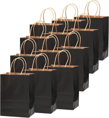 qiqee 100-Packs Black Paper Gift Bags with Handles Bulk Assorted Sizes(33 Large 13", 33 Medium 11", 34 Small 8") in Saudi Arabia
