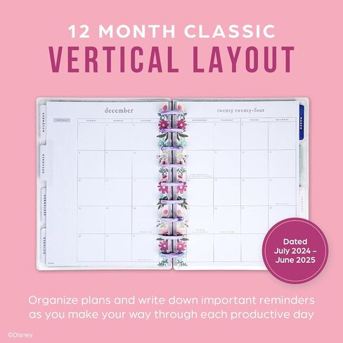 مخطط Happy Planner Disney Disc-Min Disc-Month لمدة 12 شهرًا ، يوليو 2024-يونيو 2025 يوميًا ، ومخططًا أسبوعيًا ، وشهريًا ، وحجم كلاسيكي ، وتخطيط لوحة القيادة ، والأميرة الشهيرة ، و 12 من الفواصل ، والأرجواني ، 7 "× 9 3/4" in Kuwait