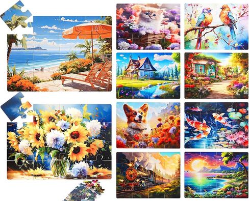 Syhood 10 Pack 16 Large Piece Easy Jigsaw Puzzles Elderly Seniors Dementia Alzheimer's Cognitive Gifts for Adult Elderly Seniors(Fresh) in Saudi Arabia