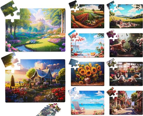 Syhood 10 Pack 16 Large Piece Easy Jigsaw Puzzles Elderly Seniors Dementia Alzheimer's Cognitive Gifts for Adult Elderly Seniors(Fresh) in Saudi Arabia