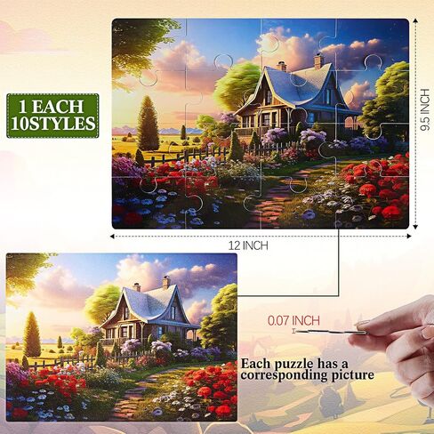 Syhood 10 Pack 16 Large Piece Easy Jigsaw Puzzles Elderly Seniors Dementia Alzheimer's Cognitive Gifts for Adult Elderly Seniors(Fresh) in Saudi Arabia