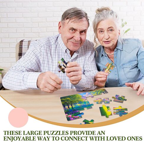 Syhood 10 Pack 16 Large Piece Easy Jigsaw Puzzles Elderly Seniors Dementia Alzheimer's Cognitive Gifts for Adult Elderly Seniors(Fresh) in Saudi Arabia
