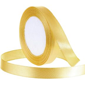 Gold Satin Ribbon, 24 Yards Double Faced Satin Ribbon Solid Fabric Ribbons Champagne Gold Ribbon for Gift Wrapping, Crafts, Flower Bouquet, Wedding Party Decorations
