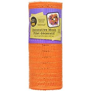 Decorative Halloween Mesh Rolls for Crafting Wreaths, Centerpieces, Displays, Table Drape and More 5 Yard Rolls, 6 Inches Wide (1 Roll, Orange)