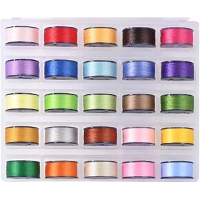 بكرات Richword Prewound 144pcs (الفئة 15) حجم من جانب البلاستيك ، و 75d/2 (60wt) خيط بوليستر بوليستر لتطريز الإبرة المفردة وآلة الخياطة ، أبيض 130 ياردة