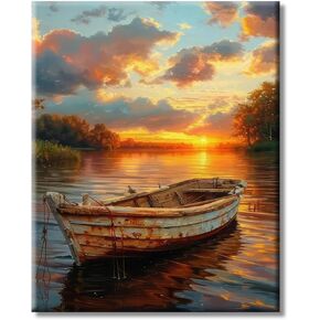 ShengDexin Diamond Art Kits for Adults Boat, 5D Diamond Art Painting Beginners, Large Size DIY Full Drill Paint with Diamond, Home Wall Decor 12 x 16 Inch