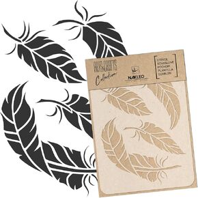 NAKLEO Painting Stencil for Crafts A5 5.9" x 8.3", Bird Feathers Wings Pattern, Reusable Plastic DIY & Scrapbooking Drawing Template, Decoupage Art Home Decor, Wall Wood Fabric Furniture