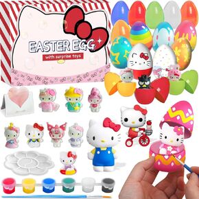 Prefilled Easter Eggs with Surprise Toys Inside, Kitty Easter Basket Stuffers Essentials for Toddler, Filled Eggs Hunt, Easter Egg Fillers Decorations Gift Party Favors for Kids-21 Pcs