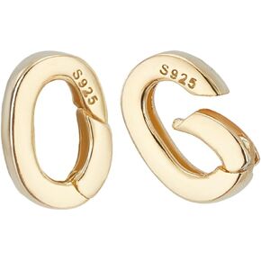 PH PandaHall 18k Gold Over 925 Sterling Silver Spring Gate Rings Clasp, 2pcs Oval Spring Clasp Connector Metal Necklace Shortener Clasp for Necklace Bracelet Keychain Jewelry Making, 10x7mm