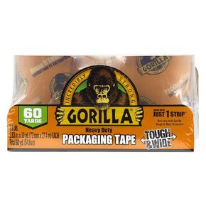 Gorilla Tough & Wide Packing Tape, Clear Tape, 2.83" x 30 yd, 2 Rolls (Pack of 1) - For Moving, Shipping and Storage