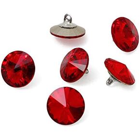 6-pcs 12mm Austria Crystal 1122 Rivoli Button with Shank, SW-1122BT (Light Siam)