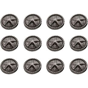 RECHERE 12 PCS Star Roped Rim Metal Shank Buttons Craft for DIYS Sewing Embellishment (Antique Silver,18mm)