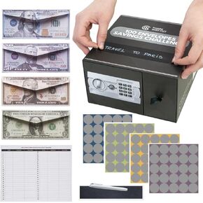100 Envelopes Money Saving Challenge - Save 5050 Dollars In 100 Days Minimalistic Kit, 100 Cash Envelopes & Organizer Box Set, Trendy Tiktok & Youtube 5050 Bucks Savings Challenge, Fun Gift Ideas
