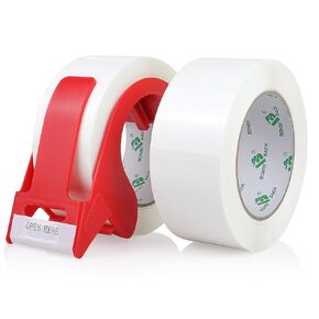 BOMEI PACK Pink Packing Tape with Dispenser, 2.4 Mil 1.88 Inch x 110 Yards, 2 Refills Rolls Color Box Tape for Moving, Shipping and Packaging