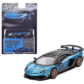 Diecast Collectibles Model Car Compatible with Mini GT 1:64 Lamborghini Aventador SVJ 63 Blu Aegir Limited Edition MGT00784