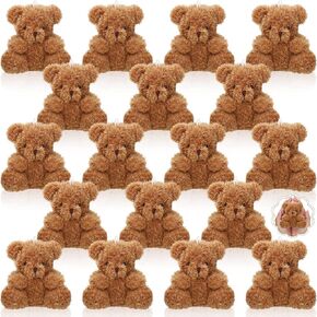 Chivao 20 Pcs Mini Plush Bears 4'' Small Bear Bulk Stuffed Animal Toys Tiny Soft Bear Doll Present Stuffers for Baby Shower Favors Wedding Party(Brown, Apricot)