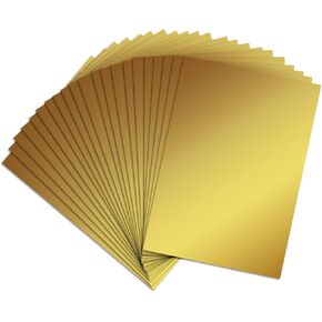 50 sheets A4 Gold Shimmer Metallic Construction Cardstock Paper Golden Foil Mirror Board for Scrapbook, Card Making, Weddings & Birthdays Invitations 240gsm Acid Free