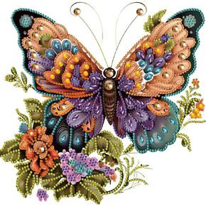 EOBROMD Diamond Art Kits for Adults, Butterfly DIY Diamond Painting Kits for Beginners, Crystal Rhinestones Diamond Painting for Home Wall Art Decoration