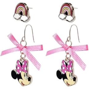 Disney Earrings 4 Disney Hypoallergenic Earrings for Girls 2 Stud Earrings 2 Fishhook Drop Cute Earrings with Charms One Size Fits All Fun Disney Earrings for Women Disney Accessories for Girls Age 4+
