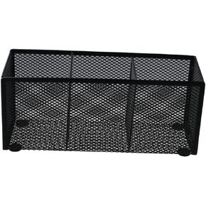 Black Mesh Pencil Holders, 3 Compartments Black Metal Desk Organizer, for Home