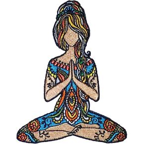 Yoga Girl Lotus Namaste Iron On Embroidered Patch
