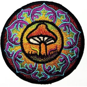 Mandala Magic Mushroom Goa Psychedelic Tibet Meditation Logo Patch Jacket T-Shirt Sew Iron on Patch Badge Embroidery
