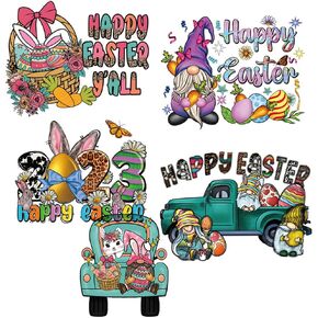 Easter Iron on Transfer Patches Easter Bunny Egg Flower Carrot Basket Heat Transfer Stickers Iron on Vinyl for t Shirts Jeans Jackets Bags Clothing Decorations