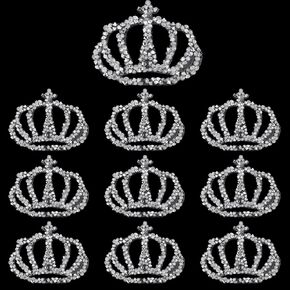 10Pcs Crown Rhinestone Patches Iron on Hotfix Crystal Crown Applique Heat Transfer Bling Self Adhesive Stickers for Clothing Hats Bags Shirts Shoes Jeans Pants