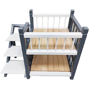 Pet Bunk Bed with Stairs, Double Decker Dog Bed, White and Gray Frame, Removable Pet Bed for Bedside Home, Without Cushions (Small)