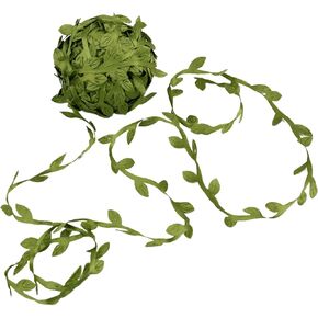 IDONGCAI Olive Leaf Ribbon Lace Trim Applique Sewing DIY Craft Perfect Applique Embellishment Olive Green Ribbon for Crafts Leaves Leaf Trim Gift Wrapping Ribbon-Decorative Vines Greenery Wall Decor…