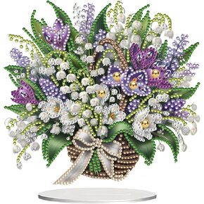 JJFox Vase DIY Tabletop Diamond Art Painting Kit，Special Shaped Rhinestone Desk Placement Ornament，Home Stand Up Gem Painting Craft Kit，Double Sided