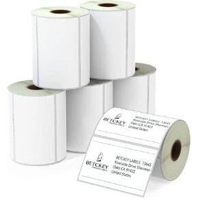 BETCKEY - 4" x 2.5" (102 mm x 64 mm) Shipping & Multipurpose Labels Compatible with Zebra & Rollo Label Printer,Premium Adhesive & Perforated [6 Rolls, 3720 Labels]