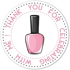 Nail Spa Party Thank You Stickers, 40-Pack 2" Girl Birthday Favor Sticker Labels, Decorations