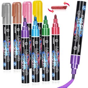 IJIANG Bold Liquid Chalk Markers 24 Colors, Wet Erase & Dry Erase Markers Pen, Dust Free Chalk Pens, With Reversible Tip Blackboard Markers for Signs, Windows, Whiteboard, Chalkboards, Glass, Mirrors