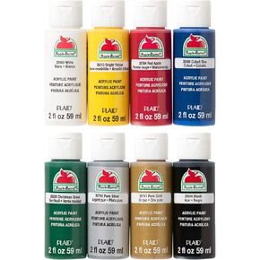 Apple Barrel 17854 Non-Toxic Multi-Purpose Acrylic Paint Set, 2 oz. Bottle, Assorted Color, 2" Height, 6.25" Width, 11.25" Length (Pack of 8)