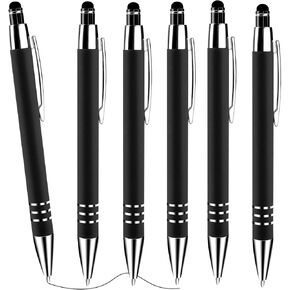 Cobee® Stylus Tip Point Pens ، 6 قطع 1.0 مم قابلة للسحب نقاط قلم متوسطة النقطة بسلاسة كتابة القلم الحبر الأسود القلم القلم القلم لطيف لشاشات اللمس (أسود)