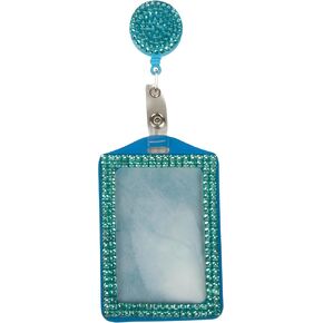 Rhinestone Lanyard Bling Crystal Badge Reel and Vertical Card Holder for Business Id Card (Orange)