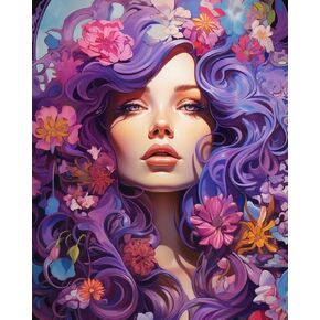 MBNTJHT DIY Girl Paint by Numbers Kit for Adults Beginners,Flower Girl Paint by Number Kits for Adults,Unframed Flower Oil Painting Art Kits for Home Wall Decor 16X20 Inch.