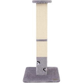 CAT خدش POST للداخلية 34 بوصة مشاهدة القطعة القطيفة القط PERCH مع الغلاف SISAL SCISAL CAT SCRECKER مع فتحة الفأرة لعبة القط للقطط الكبار الكبار والقطط （DRAK رمادي）