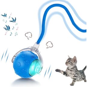 Interactive Cat Toys for Indoor Cats, 2025 New Upgraded Moving Cat Ball with Chirping Sound, Rechargeable Fast Rolling Ball, Fun Automatic Cat Toys for Bored Adult Cats Exercise, Kitten, Red